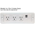 Electriduct Universal Desk Power Centers - AC Power, USB & DATA PDC-SW-3P-2USB-ID-WT